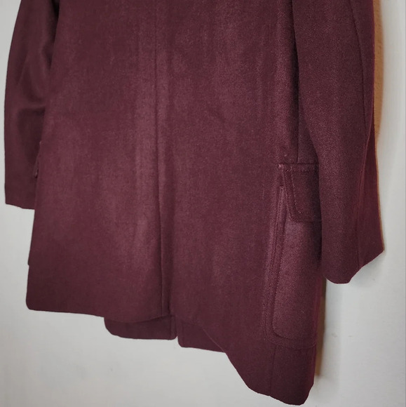 GAP Wool-blend Burgundy Double-breasted Long Pea Coat Heavy Women's Size Large - Picture 9 of 16